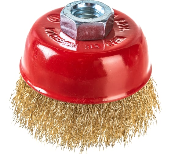 Изображение товара Щетка-крацовка чашечная (75 мм, латунированная проволока) для УШМ GROSSMEISTER 021038001