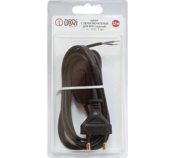 Изображение товара Шнур для бра DORI с переключателем 3,5м, черный 15781