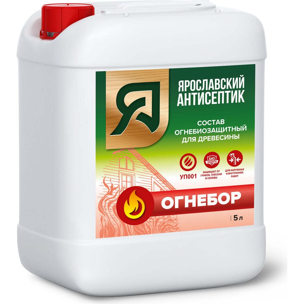 Изображение товара Биоогнезащитный состав Ярославский Антисептик огнебор 5л для дерева