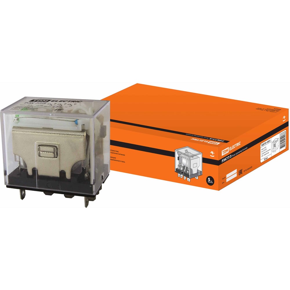 Изображение товара Реле TDM РЭК77/3 с индикацией 12В 10А модульное для DIN-рейки