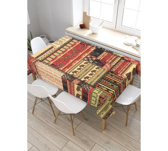 Изображение товара Скатерть JoyArty Этнический пэчворк, прямоугольная, из сатена tc_37388_120x145