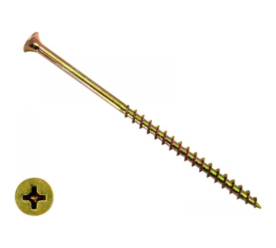 Изображение товара Саморез КРЕП-КОМП жёлтый цинк PH-2, по дереву 4,8х102 1500шт ждп10248