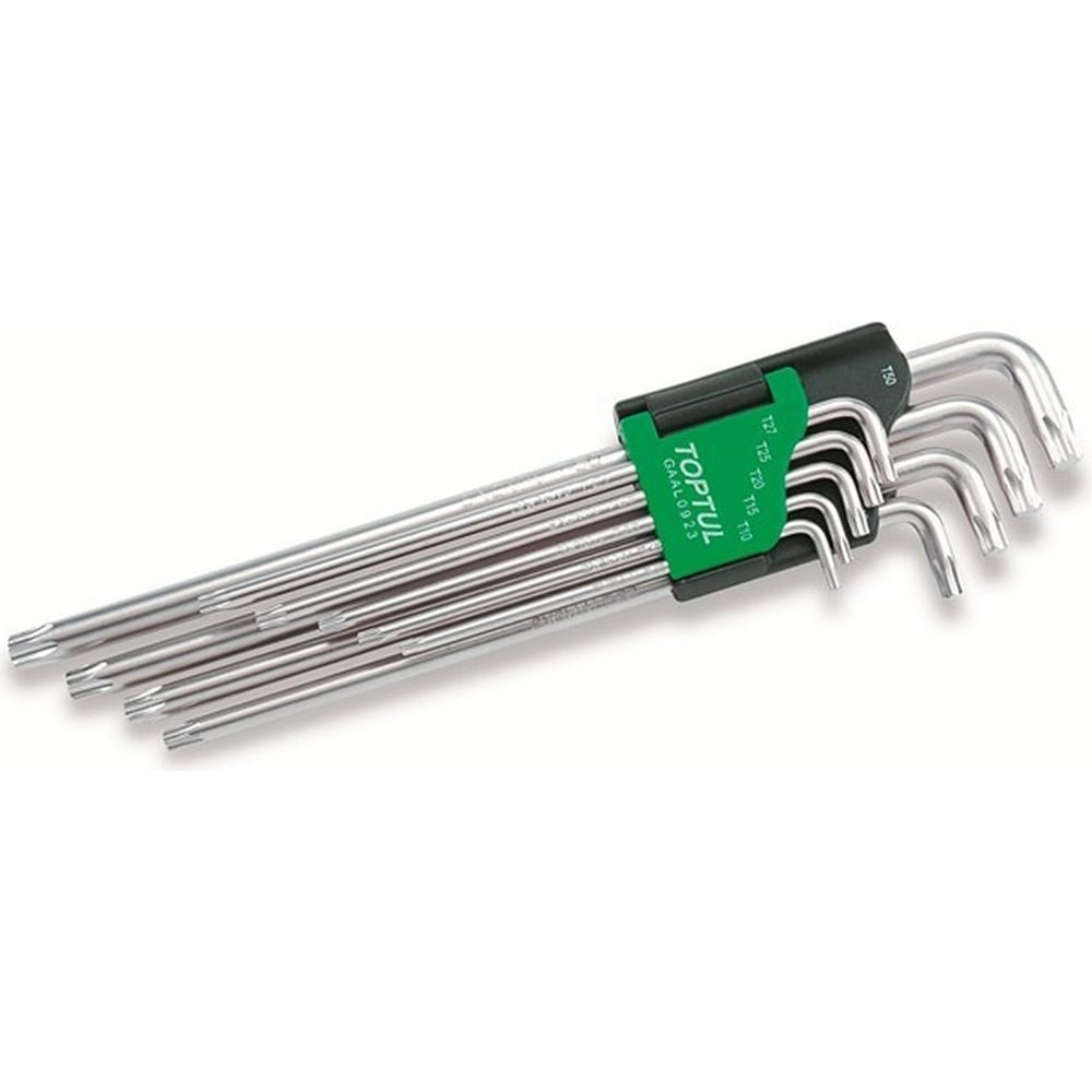 Изображение товара Набор экстра-длинных ключей Torx TOPTUL T10-Т50, 9 шт. высокого качества