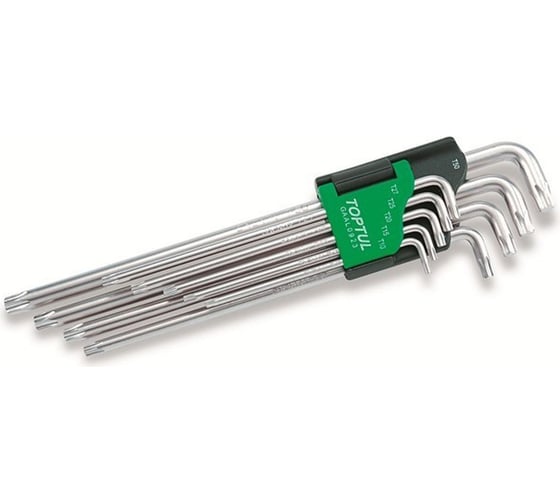 Изображение товара Набор экстра-длинных ключей Torx TOPTUL T10-Т50, 9 шт. GAAL0923