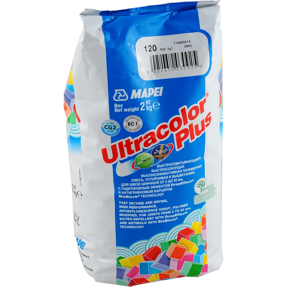 фото Затирка mapei ultracolor plus №114 для швов с водоотталкивающим и антигрибковым эффектом, антрацит 2 кг 6651