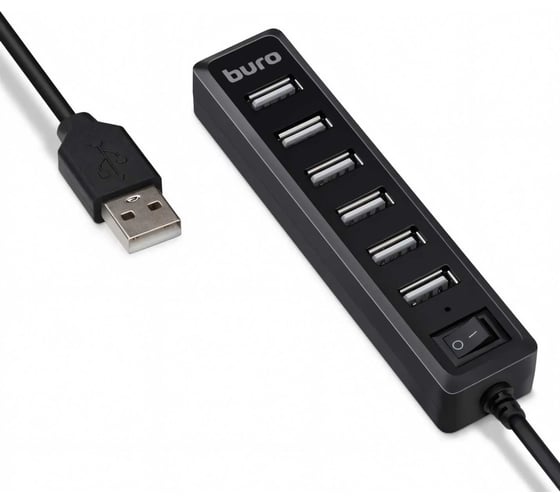 Изображение товара Разветвитель BURO USB 2.0 BU-HUB7-1.0-U2.0 7порт. черный 436334