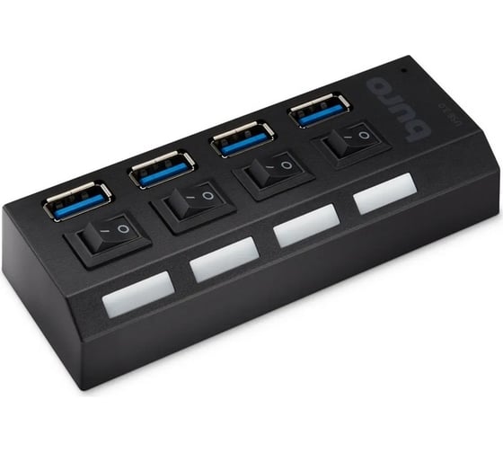 Изображение товара Разветвитель BURO USB 3.0 BU-HUB4-U3.0-L 4порт. черный 389737