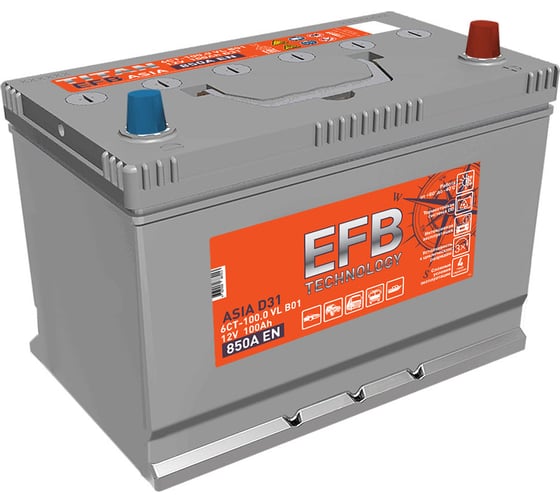 Изображение товара Аккумулятор TITAN ASIA EFB 100.0 VL B01, обратная полярность, 850А, 304x175x223 4607008887020