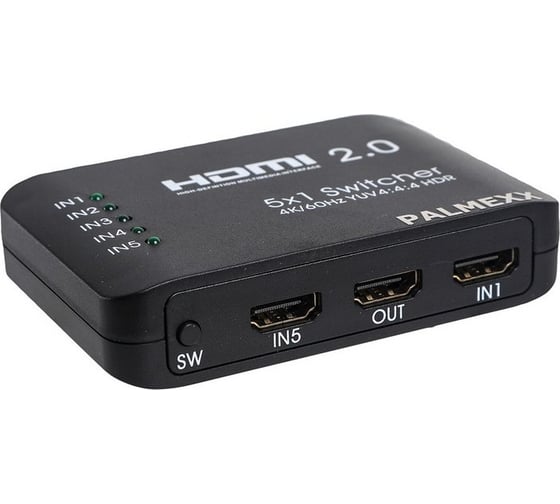 Изображение товара Свитч PALMEXX AYS51V20 5HDMI*1HDMI 4K/60Hz YUV 4:4:4 HDR (2160P, 3D, HDMI V2.0) PX/AYS-51V20