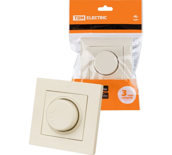 Изображение товара Светорегулятор TDM ELECTRIC 300 вт, слоновая кость, "сенеж" SQ1816-0128