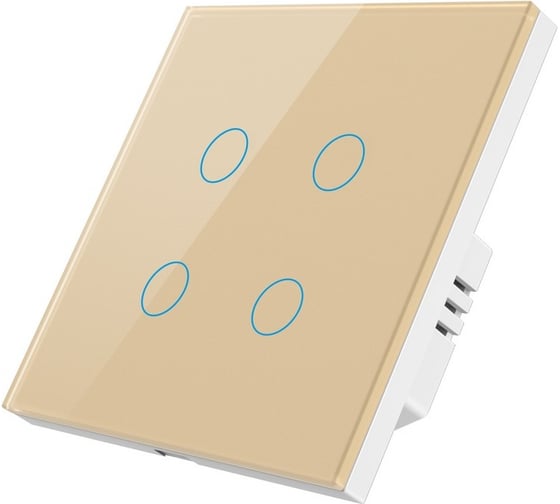 Изображение товара Умный Zigbee выключатель Roximo сенсорный, четырехкнопочный, золотой SZSEN01-4G