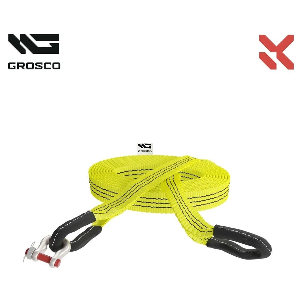 Изображение товара Буксировочный трос Grosco 20т, 4м, крюк/скоба, для буксировки авто до 10 тонн BTL2004HS