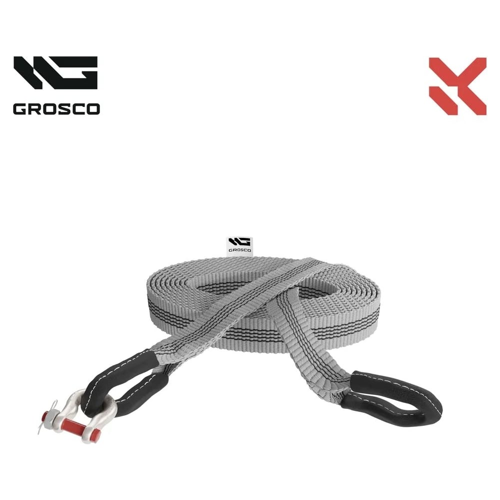 Изображение товара Буксировочный трос Grosco 24т, 6м, крюк/петля, для буксировки авто до 12 тонн BTL2406HL