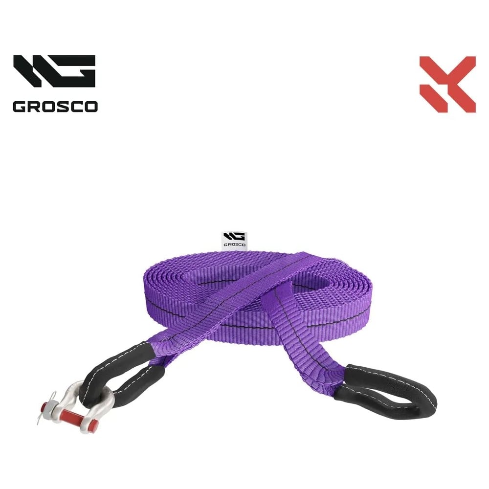 Изображение товара Динамическая стропа Grosco 4т, 3м, скоба/петля для буксировки авто