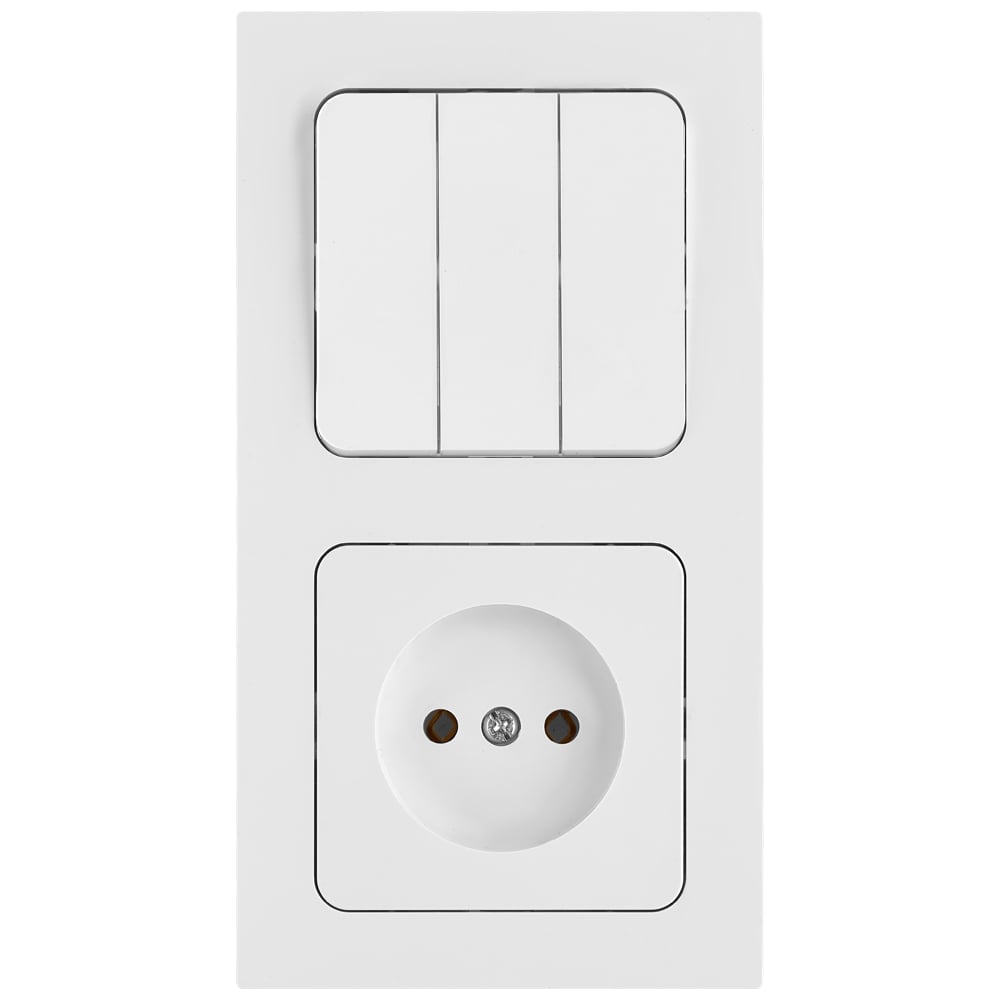 Изображение товара Блок выключатель и розетка 3 клавиши серии АСТРУМ белый Bylectrica