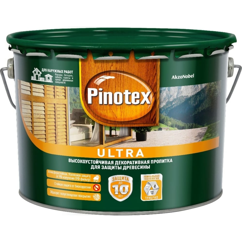 фото Антисептик pinotex ultra nw тиксотропный, уф защита, орех 9л 5353800