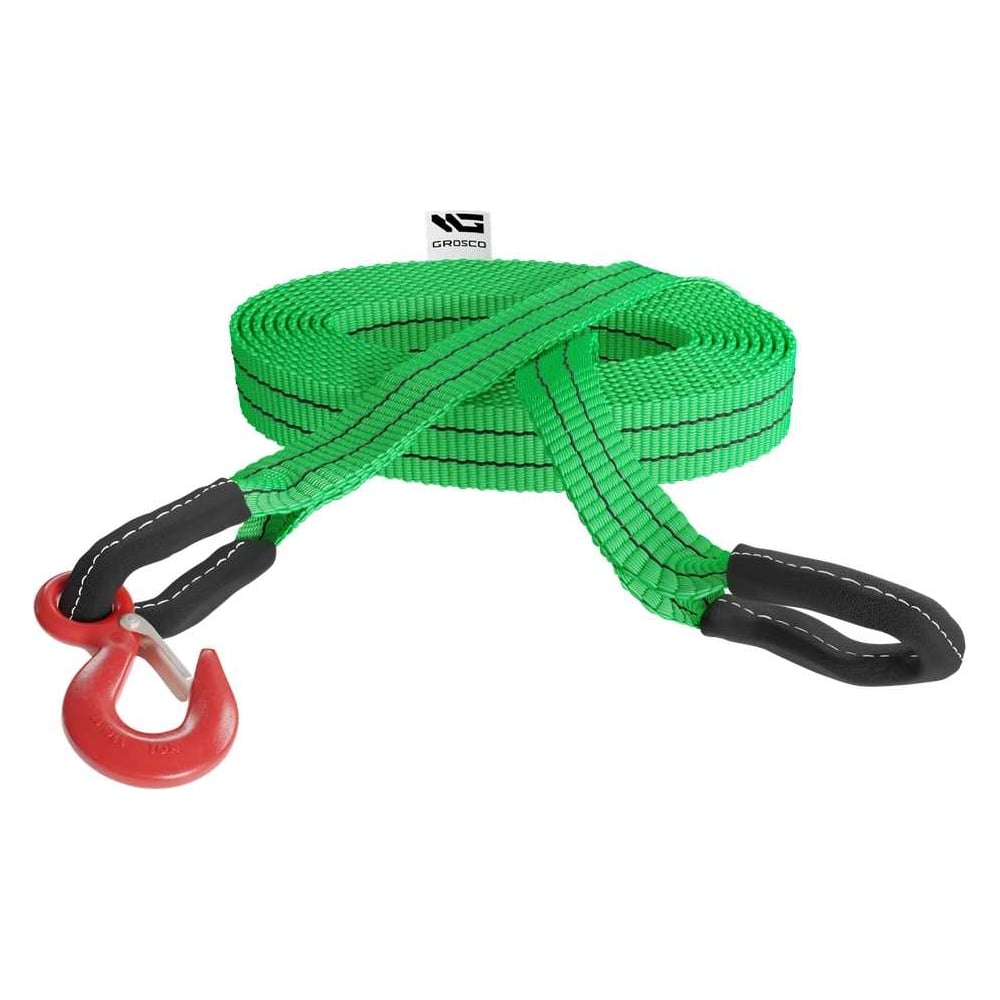 Изображение товара Динамическая стропа Grosco 7т 4м крюк петля для буксировки авто до 3.5 тонн