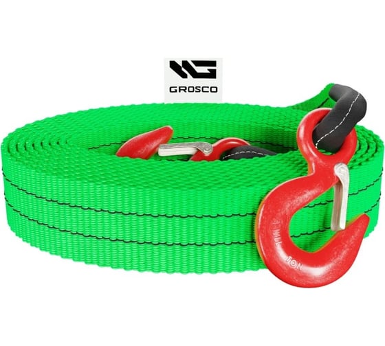 Изображение товара Динамическая стропа Grosco 4т, 12м, крюк/крюк, рывковый трос для буксировки авто до 2 тонн BTD0412HH
