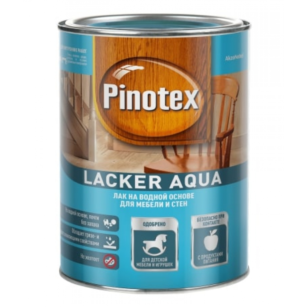 фото Лак pinotex lacker aqua 70 на водной основе для мебели и стен, д/вн.работ, глянцевый 1л 5254084