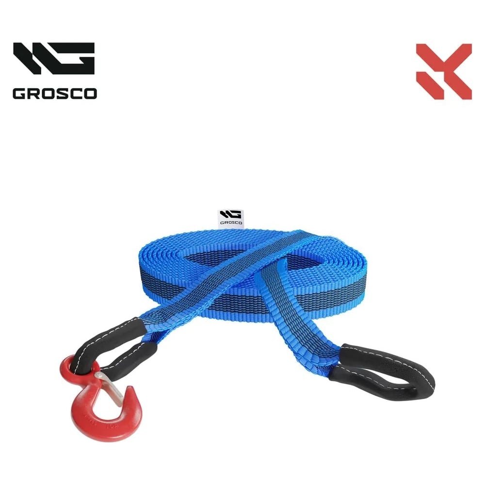 Изображение товара Динамическая стропа Grosco 8т 15м крюк скоба рывковый трос для авто