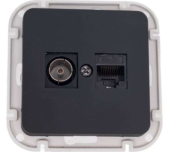 Изображение товара Механизм розетки компьютерная +ТВ Bylectrica скрытая установка серия АСТРУМ, карбон ТК-6551 карбон