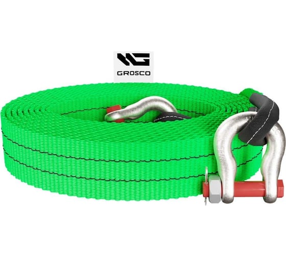 Изображение товара Динамическая стропа Grosco 8т, 4м, скоба/скоба, рывковый трос для буксировки авто до 4 тонн BTD0804SS