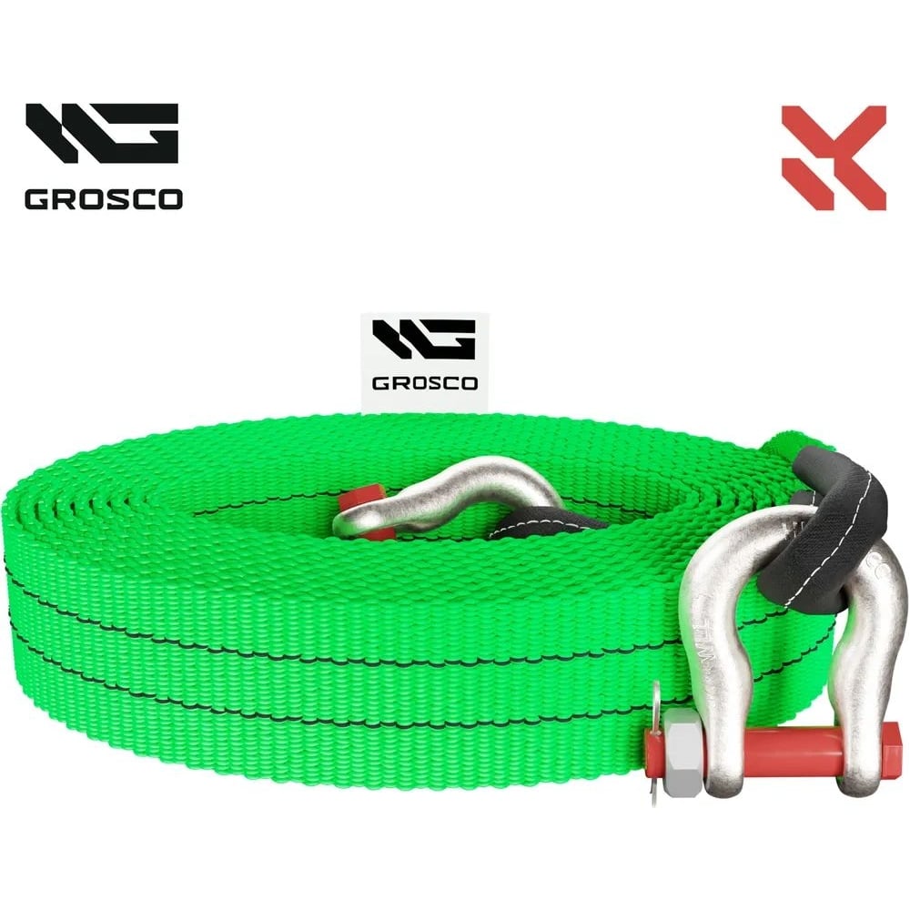 Изображение товара Динамическая стропа Grosco 5т 12м крюк/крюк рывковый трос для буксировки авто