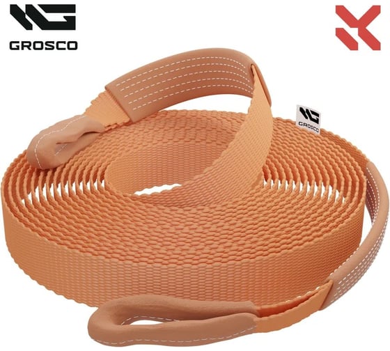 Изображение товара Динамическая стропа Grosco 10т, 8м, крюк/петля, рывковый трос для буксировки авто до 5 тонн BTD1008HL