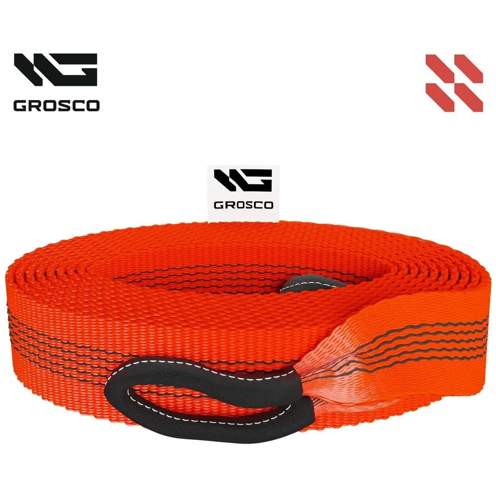 Изображение товара Динамическая стропа Grosco 7т 8м крюк скоба для буксировки авто до 3.5 тонн