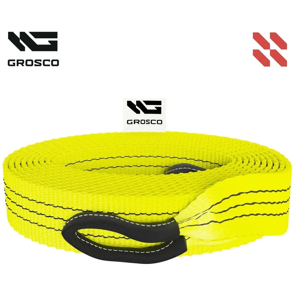 Изображение товара Буксировочный грузовой трос Grosco 60т, 20м, крюк/петля, для буксировки авто до 30 тонн BTL6020HL
