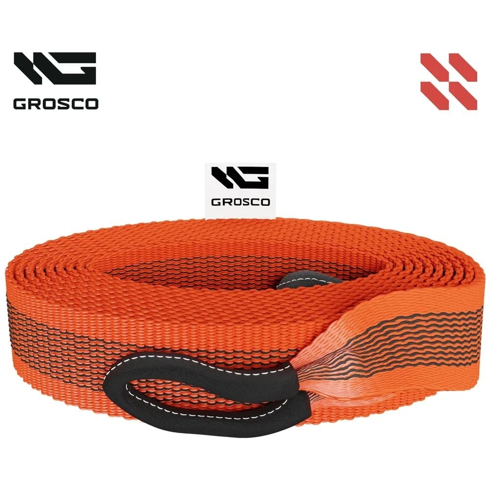 Динамическая стропа Grosco 10т, 8м, крюк/скоба, рывковый трос для буксировки авто до 5 тонн BTD1008HS