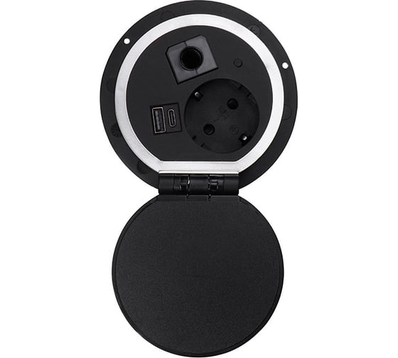 Изображение товара Встраиваемая розетка Mebax 51 1 секции Серебро+Черный Механический 00-00000828