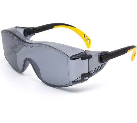 Изображение товара Защитные открытые очки из поликарбоната ЕЛАНПЛАСТ модель "Практик" дымчатые, с твердым двухсторонним незапотевающим покрытием ОЧК303KN