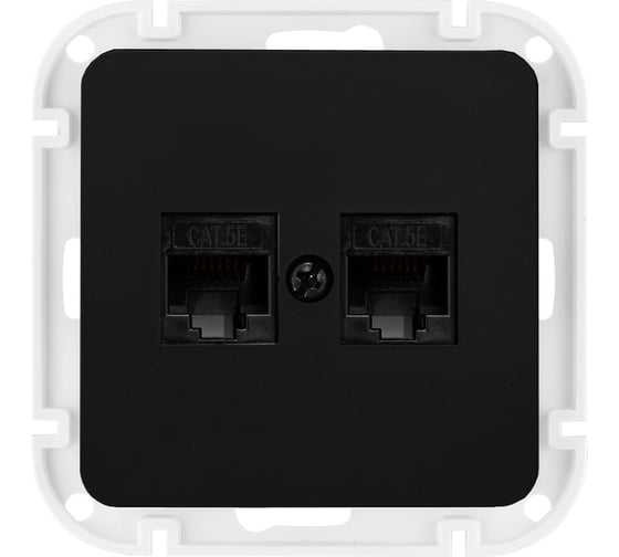 Изображение товара Механизм компьютерной розетки Bylectrica 2-местная кат 5е, СУ серия АСТРУМ, карбон РК216-6512 карбон