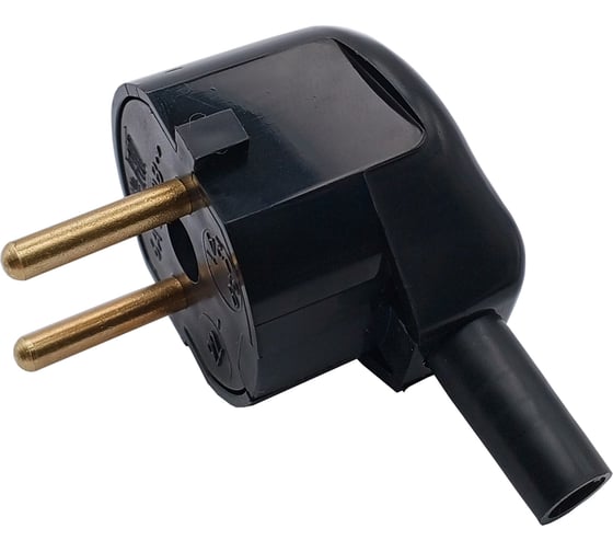 Изображение товара Вилка Bylectrica универсальная, с боковым подводом провода, без земления, 6А В6-241 черный