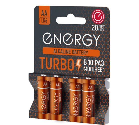 Изображение товара Алкалиновая батарейка ENERGY turbo lr6/4b (aа) 4шт 107051