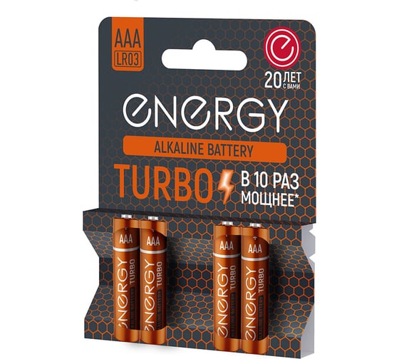 Изображение товара Алкалиновая батарейка ENERGY turbo lr03/4b (аaа) 4шт 107049