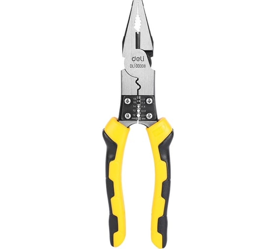 Изображение товара Многофункциональные комбинированные плоскогубцы DELI DL100008 215 мм, скручивание, зажим, резка, зачистка, обжим, сталь CrV 134399