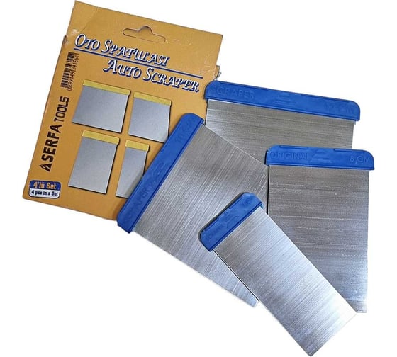 Изображение товара Набор металлических шпателей япончик Serfa 4 шт. 50-80-100-120 мм КОД 355
