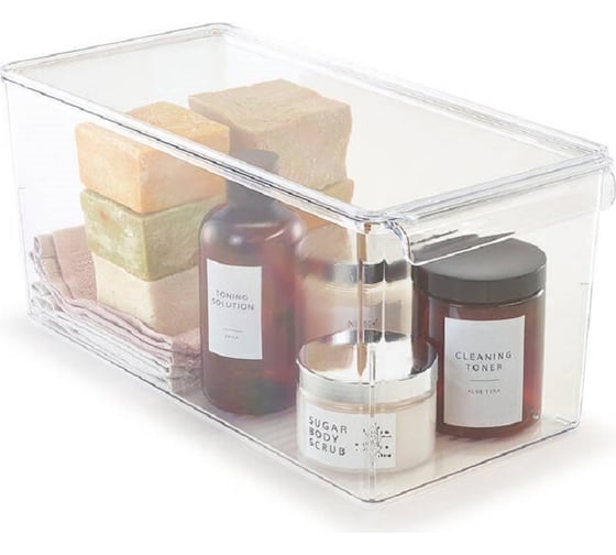 Изображение товара Контейнер для холодильника или шкафа PRIMANOVA с крышкой, прозрачный, 16.5х35.5х16 см, акрил M-E73-20-16