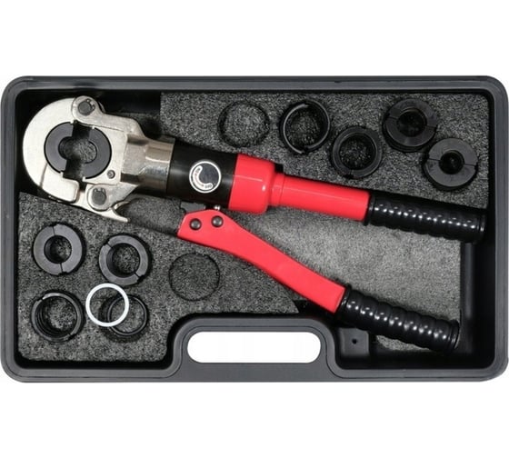 Изображение товара Пресс-клещи YATO для металлопластиковых труб PEX-AL-PEX и PERT-AL-PERT с набором из 8 матриц YT-21758