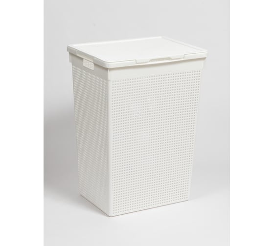 Изображение товара Корзина для белья Violet Лофт с крышкой 60 л белая 566006