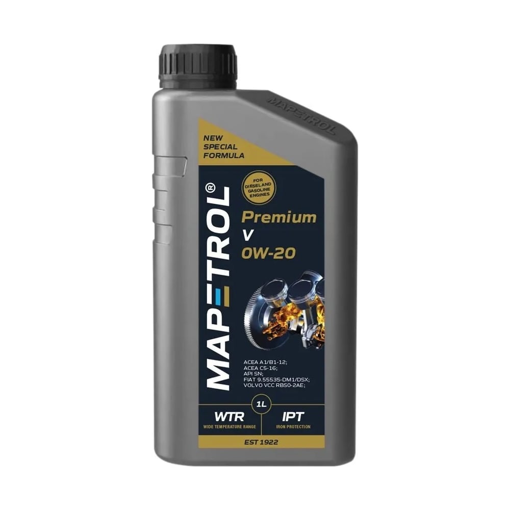 Изображение товара Моторное масло MAPETROL PREMIUM V 0W-20 1 л синтетика, для дизельных и бензиновых двигателей