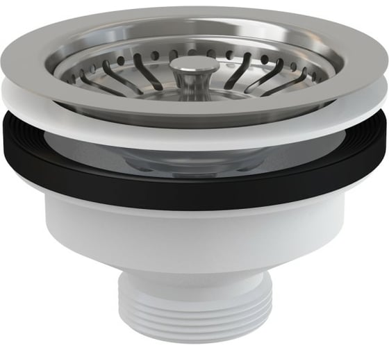 Изображение товара Выпуск для кухонной мойки Alcadrain A37 3 1/2 дюйма, с нержавеющей решёткой D-115 мм 00029397