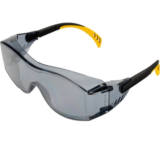 Изображение товара Защитные открытые очки Denzel поликарбонатные, увеличенная дымчатая линза, регулируемые дужки 89203