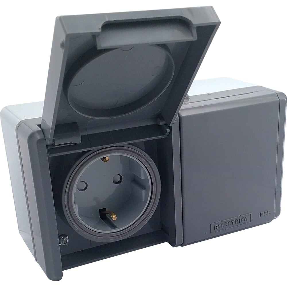Изображение товара 2-местная розетка Bylectrica серия ПРАЛЕСКА АКВА IP55 мощность 16А монтаж накладной