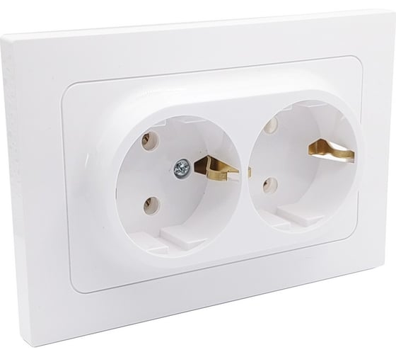 Изображение товара 2-местная розетка Bylectrica СУ с земл. серия АСТРУМ, белый РС16-0542