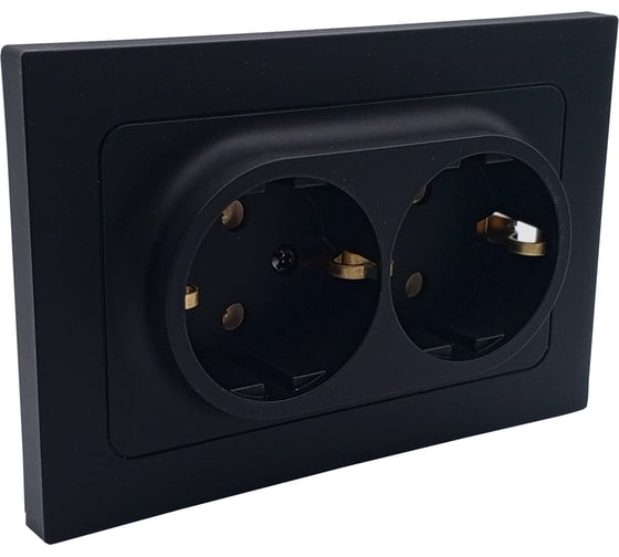 Изображение товара 2-местная розетка Bylectrica СУ с земл. серия АСТРУМ, карбон РС16-0542 карбон