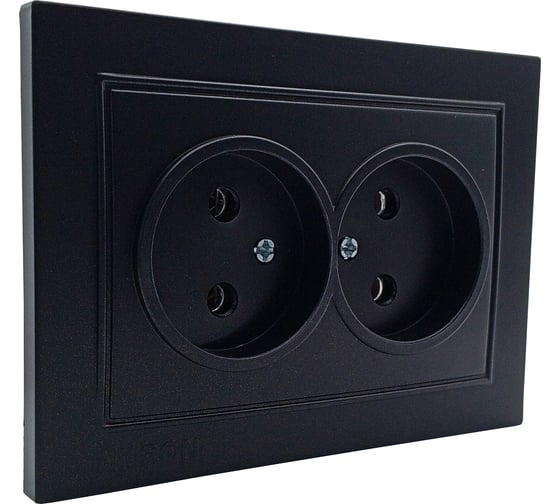 Изображение товара Розетка 2-местн. BylectricaСУ, ALEGRA-THOR, metallic, матовый черный 27381024