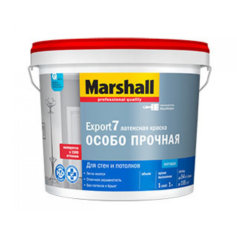 фото Краска marshall export 7 матовая для внутренних работ, моющаяся, баз bw 9л 5248848